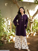 2 Pcs Women's Stitched Linen Plain Shirt And Trouser