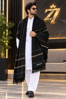 Premium Wool Shawl White Gold Border 3 Yards